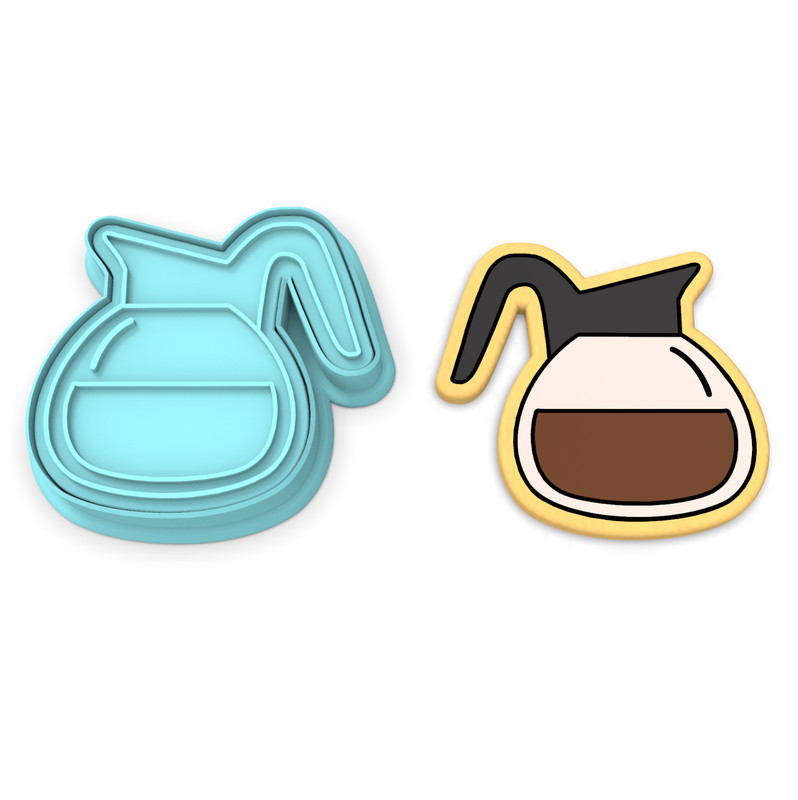 Coffee Pot Cookie Cutter & Stamp #1 | Barista Latte Cappuccino Mug Breakfast