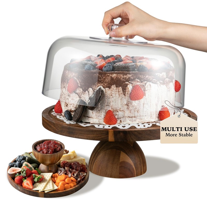 Fyctio Cake Stand with Lid, 2 In 1 Cake Stand, 12in Round Acrylic Cake Stand …
