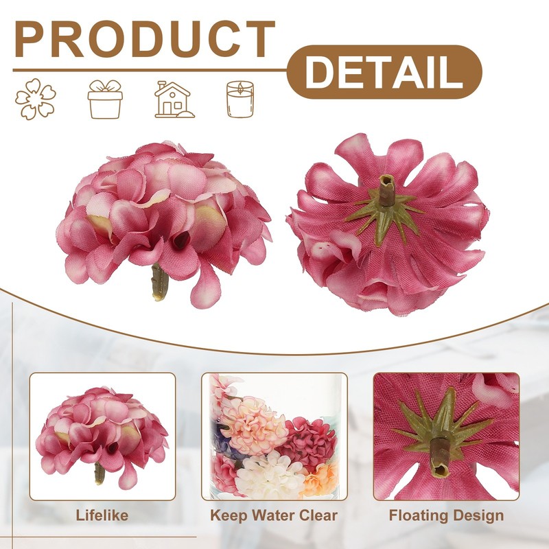 12Pcs Floating Flowers for Centerpieces Wedding, Rose Red Hydrangea gallery