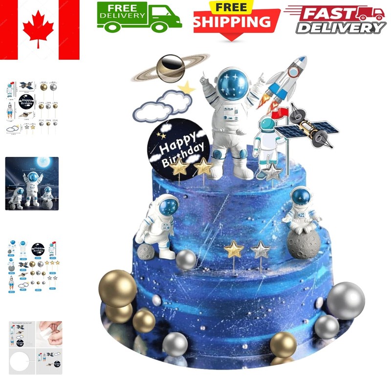 Adorable Astronaut & Space Cupcake Toppers – 22-Pcs for Birthday Celebrations