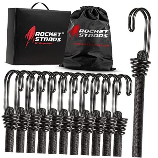 Ultimate Outdoor Bungee Cord Assortment – Heavy 12 Piece – 32″ Double-J Hook