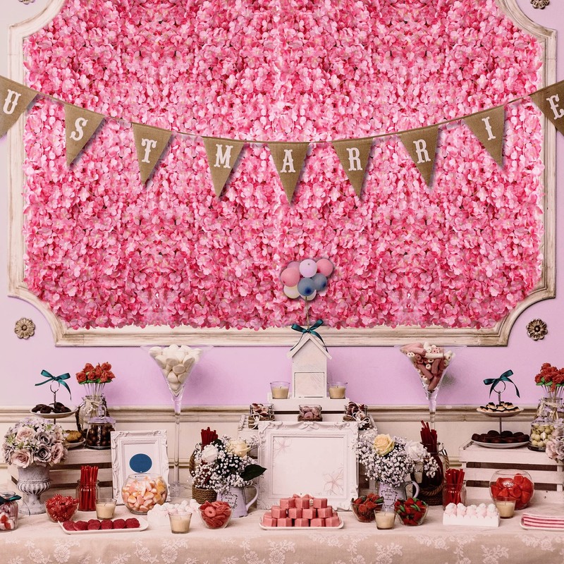 Blosmon Flower Wall - 12 Pcs 24 X 16 Inch Pink Artificial Hydrangea gallery