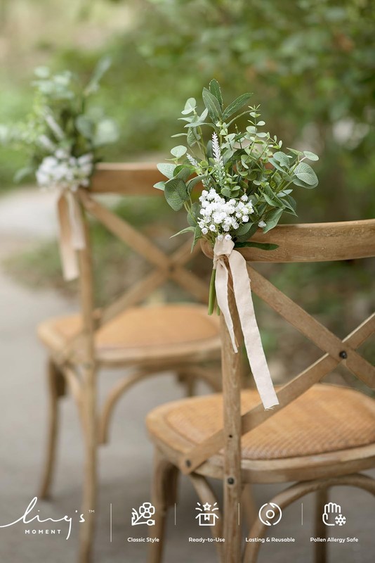 Ling'S Moment Lings Moment 8 White Aisle Pew Artificial Flowers Arrangements gallery