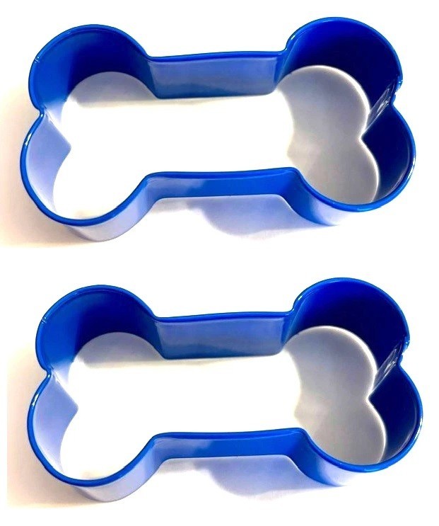 2 Wilton Cookie Cutters Dog Bone shape coated metal standard size