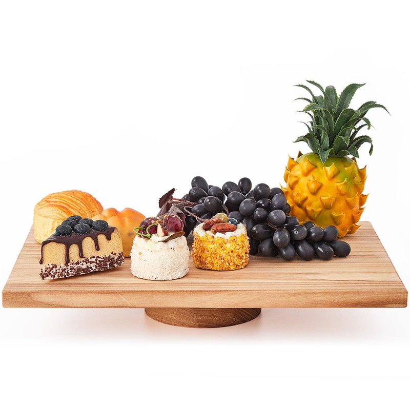 Rectangular Wood Cake Stand, Rustic Square Cake Dessert Display Platter, Tall... gallery