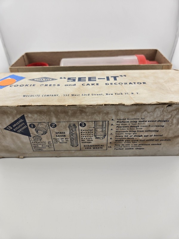 VINTAGE WECOLITE SEE IT COOKIE PRESS & CAKE DECORATOR BOX RECIPES DIRECTIONS gallery