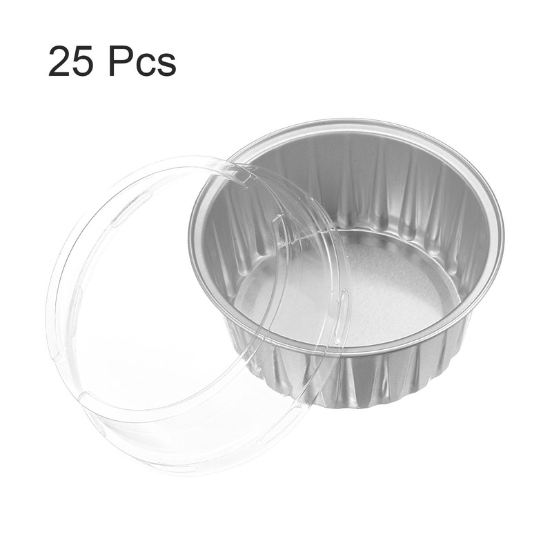 25Pcs Baking Cups with Lids 5oz Aluminum Foil Liners Mini Cups Silver Tone gallery