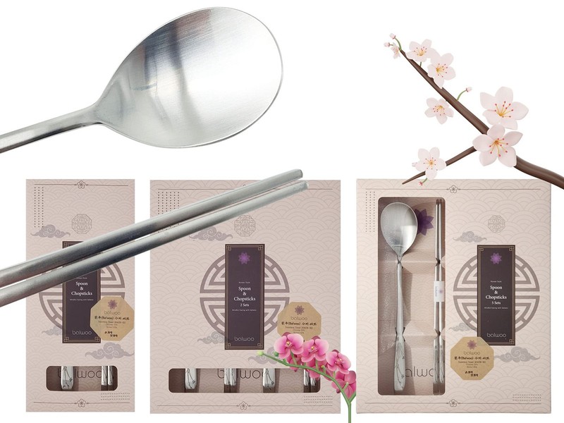 [2 Sets] [Made in Korea] Orchid Design Korean Style Sticky Rice Spoon Chopsti... gallery
