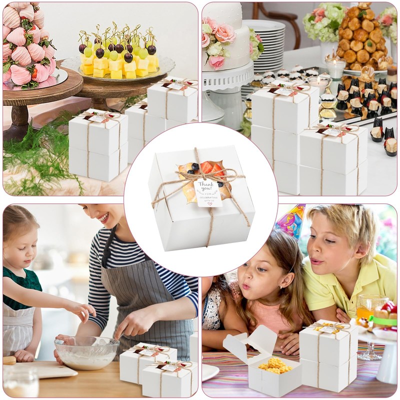 OAMCEG 100pcs Cookie Boxes with Window, 4x4x2.5 Inch Bakery Treat Boxes with ... gallery