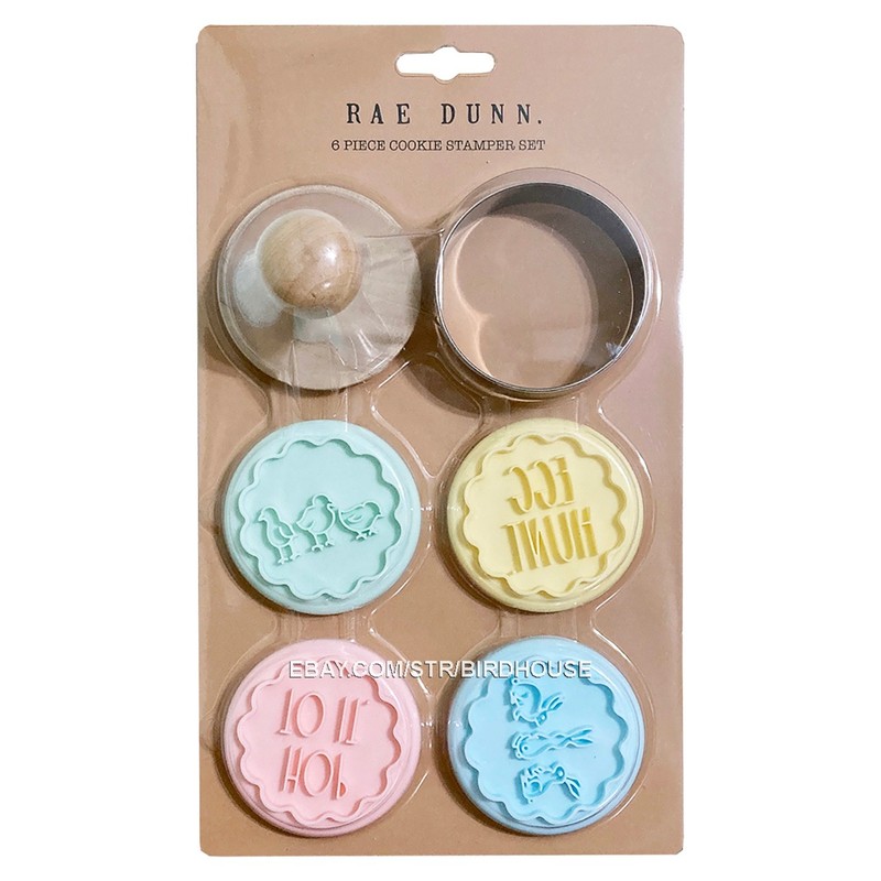 Rae Dunn Easter Cookie Stamp Cutter Set Silicone Wood Handle Spring Bunny