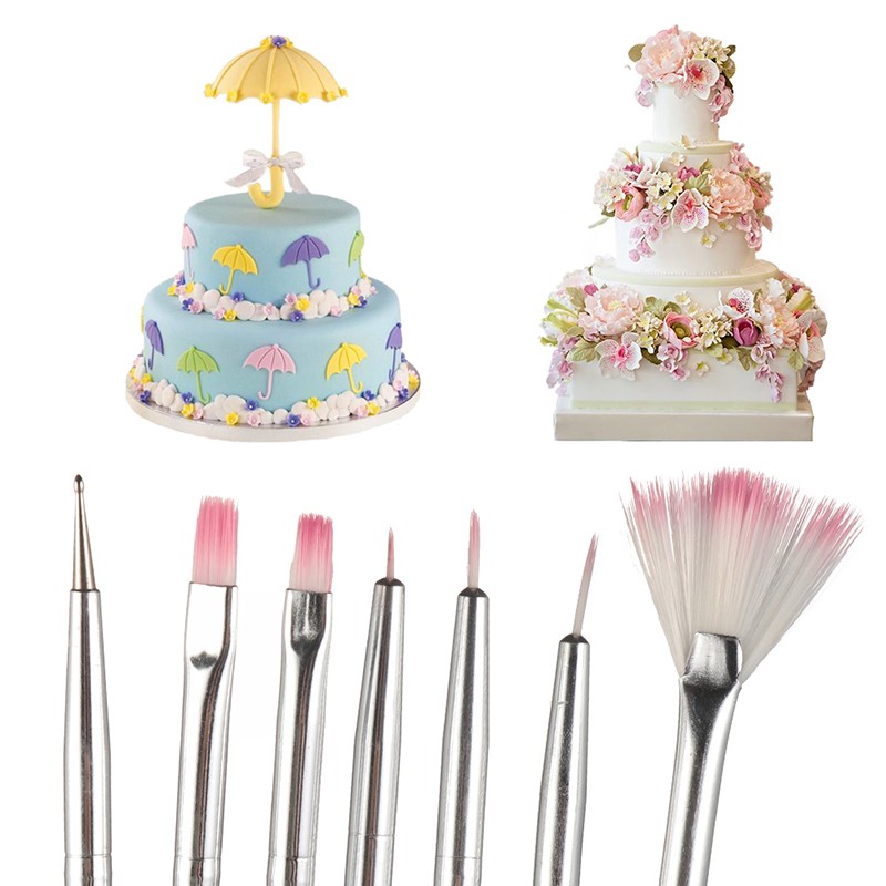 7pcs Cake Icing Decorating Painting Brush Fondant Dusting Sugarcraft DIY Tool; gallery