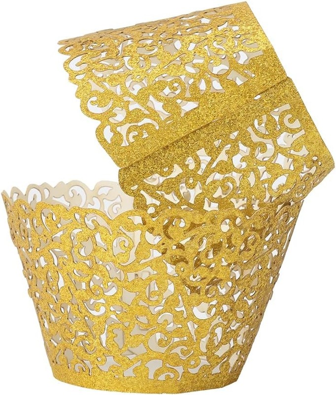 100pcs Cupcake Wrappers Artistic Bake Cake Paper Cups Little Vine Lace Laser Cut