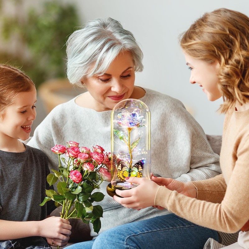Pusuny Mothers Day Rose Gifts For Mom Birthday Gift For Women Galaxy Glass Rose gallery