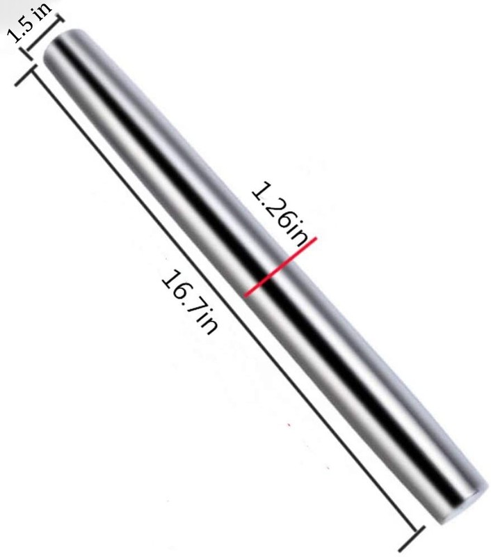 16" Stainless Steel French Rolling Pin - Pasta, Cookies, Pastries, Pizza Dough gallery
