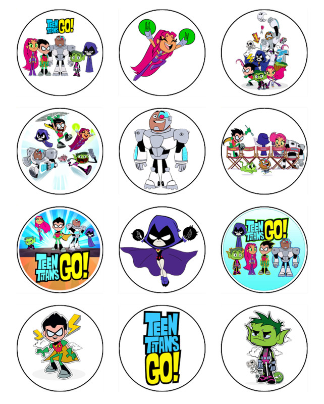 Teen Titans Cupcake Topper Edible Wafer Superhero Cake Decorations (2 Sizes)