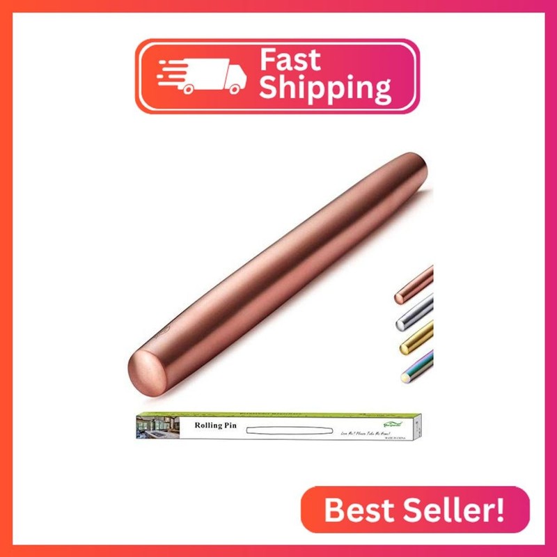 Berglander Rose Gold Rolling Pin, 16.7 Inches Stainless Steel Matte Finish With