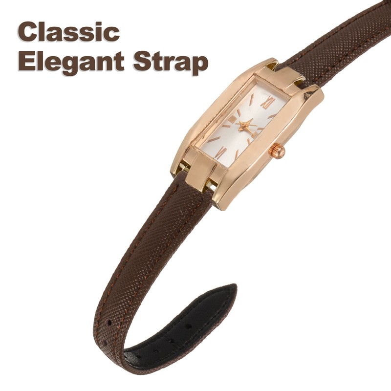 14mm Thin Classic Black Gold Grain Leather Watch Strap gallery