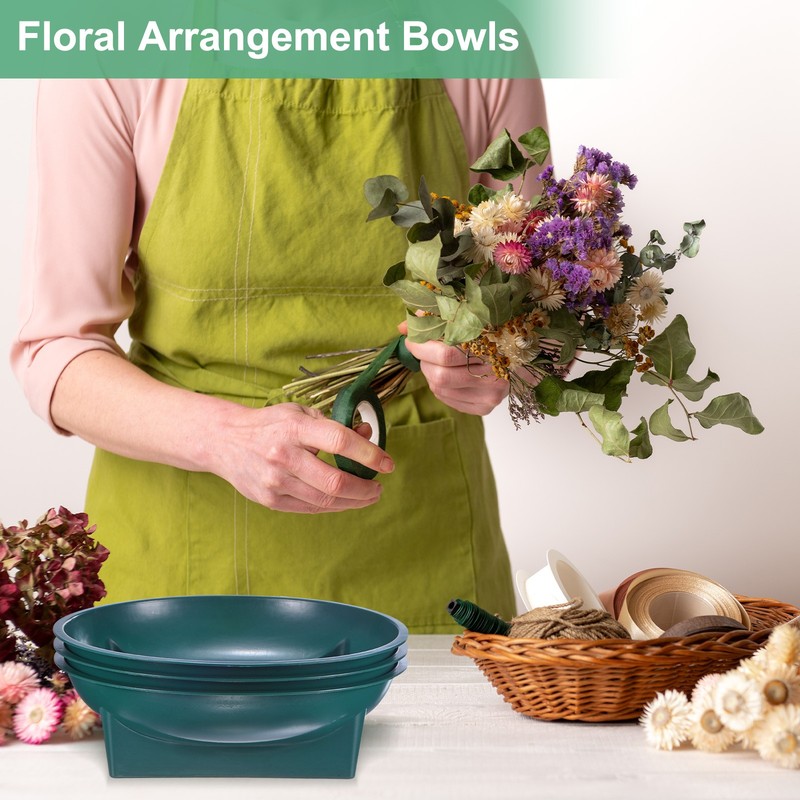 3-Pack Floral Arrangement Bowls, 6.3 Inch Floral Foam Bowl [Green] gallery