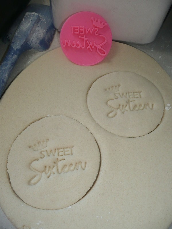 SWEET SIXTEEN WORDS PRINCESS TIARA CROWN SCRIPT FONT COOKIE STAMP USA PR4005 gallery