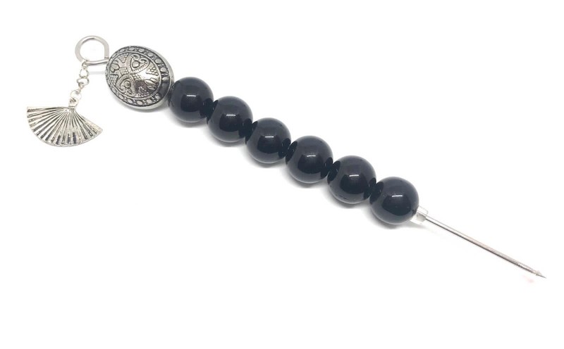 Deluxe Cookie / Cake Decorating Scribe – Black Onyx Glass Beads With Fan 15cm