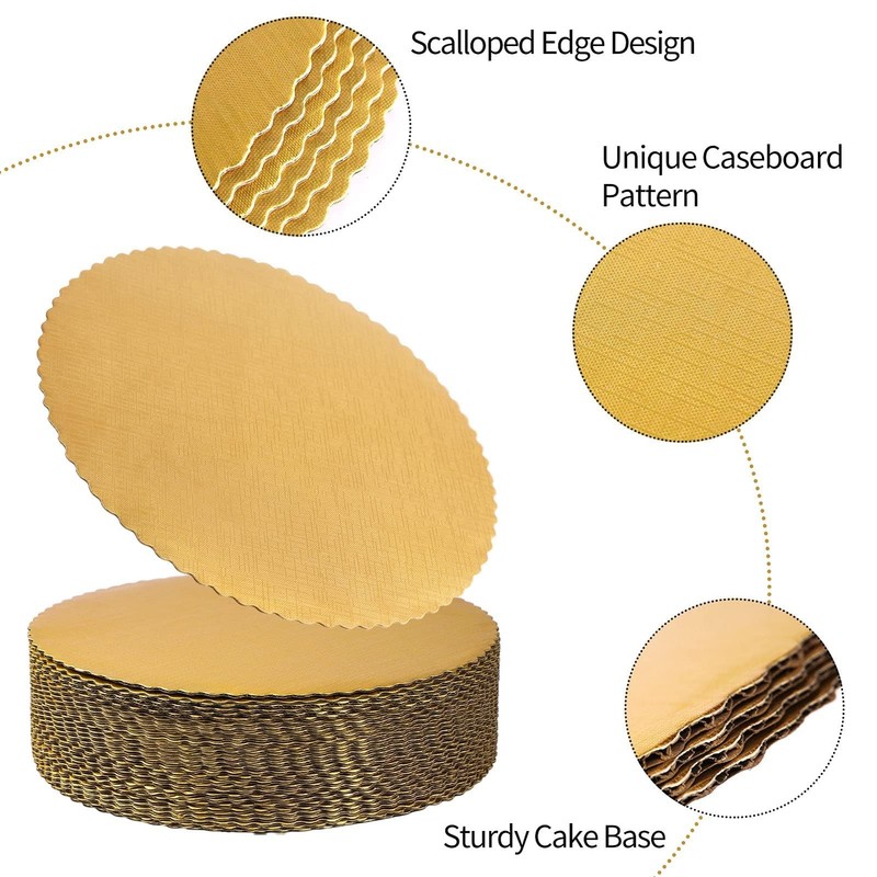 Gold Cake Boards 12 Inch Round, Disposable Cardboard Rounds Cake Base Decorat... gallery