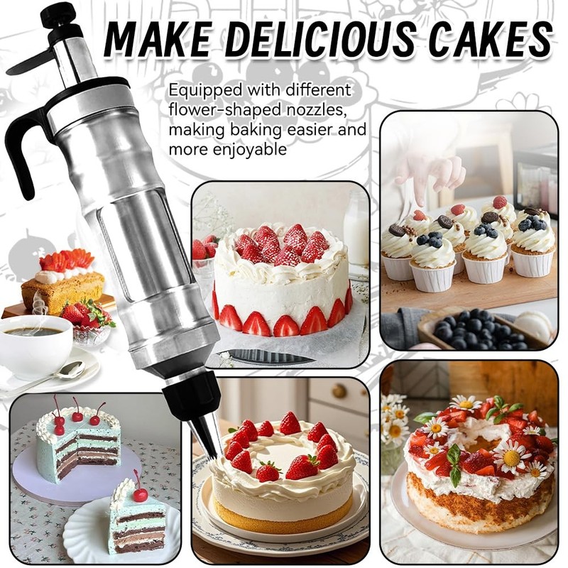 Dessert Decorating Syringe Set with 8 Silicone Cupcake Liners,Frosting Piping... gallery