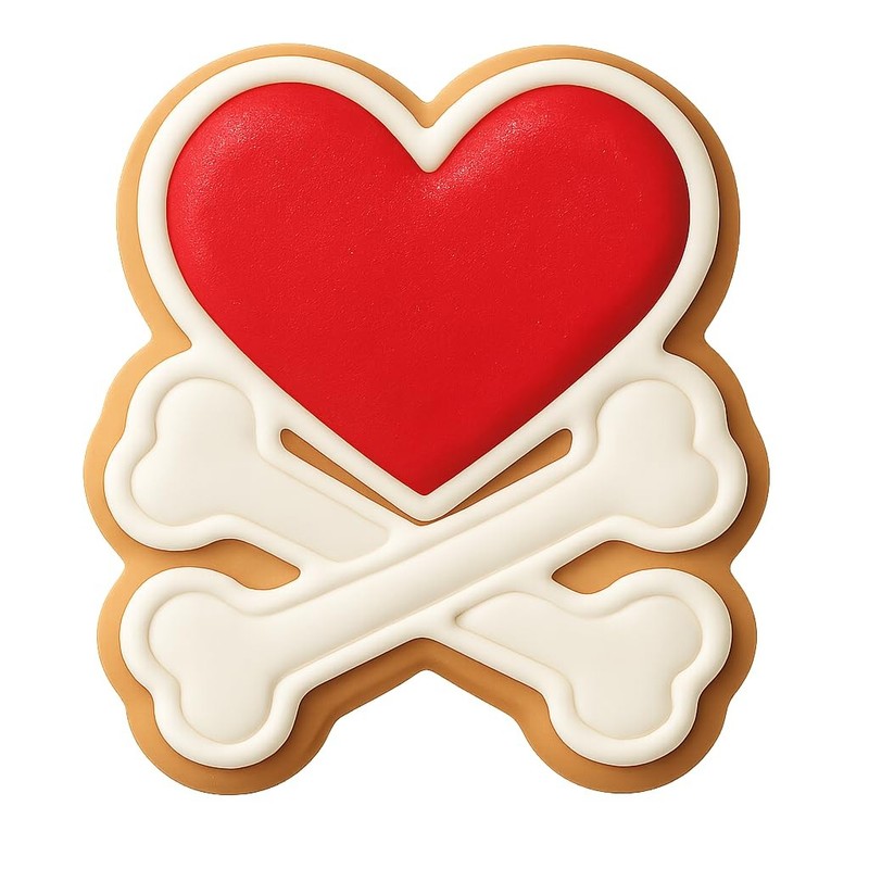 Heart with Crossbones Cookie Cutter & Stamp, Fondant & Clay - 4x3.2 gallery