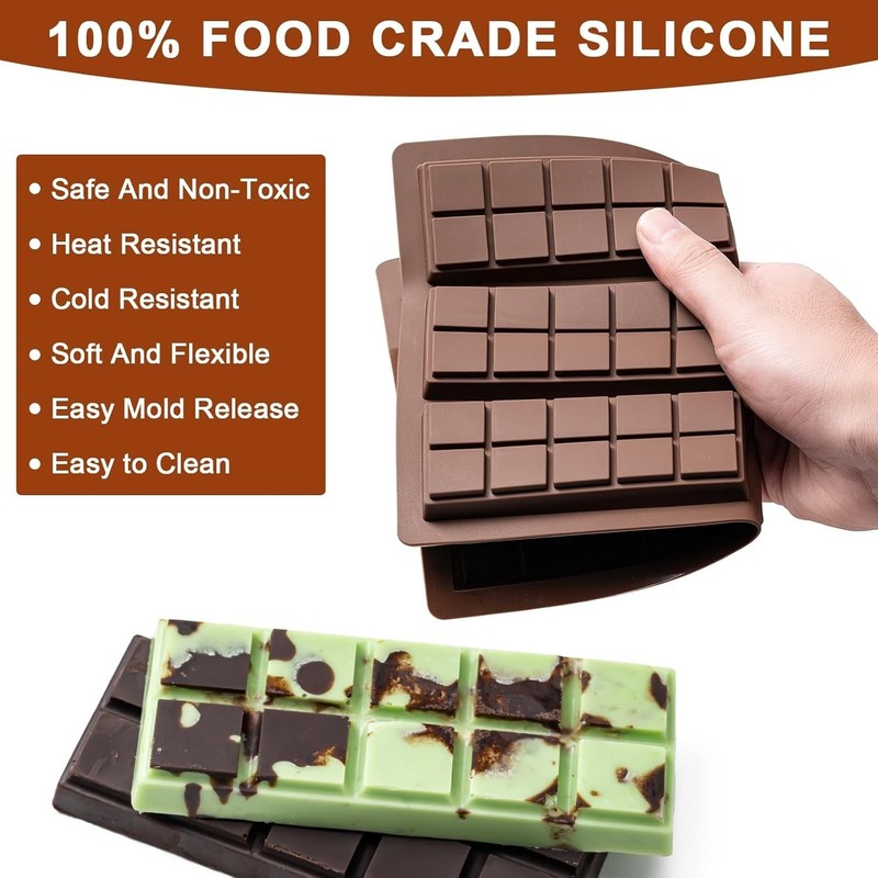 Chocolate Bar Mold Non-Stick Chocolate Molds Food Grade Silicone Mold (10 Snap) gallery
