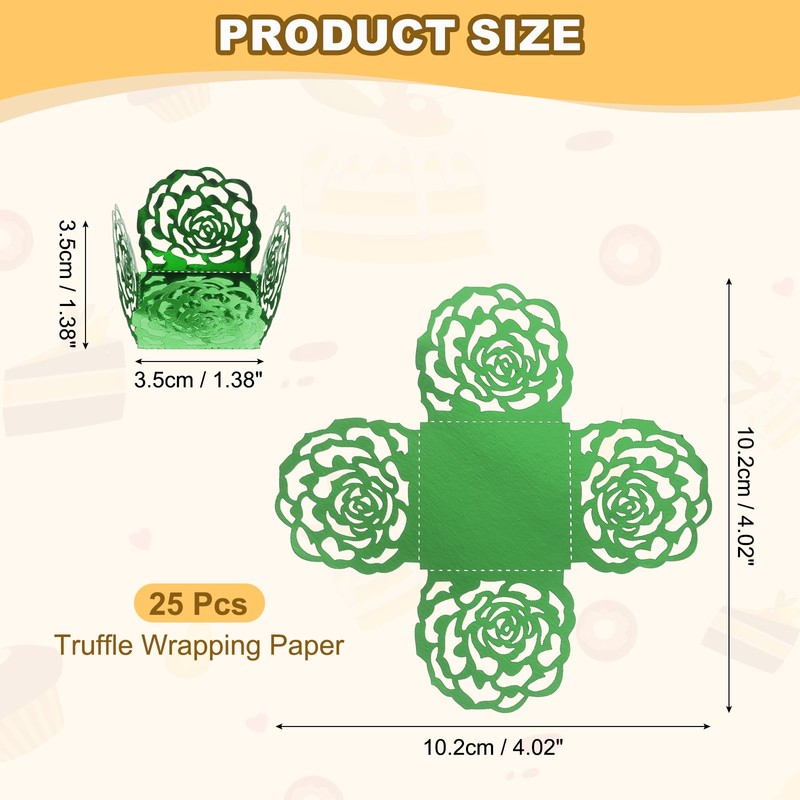 25PCS 4 Inch Truffle Wrappers for Wedding Birthday, Dark Green gallery