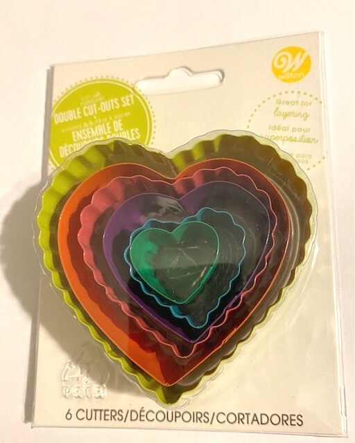 Heart double-sided cut-out Cookie Cutters set of 6 fondant Wilton metal SMALL gallery