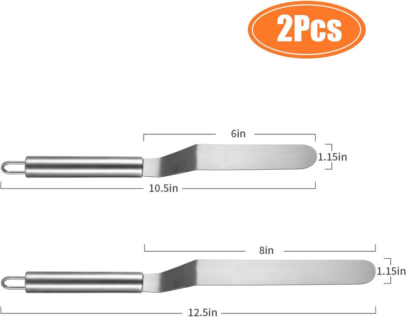 2 PCS Offset Spatula，Premium Stainless Steel Cake Decorating Tools - One Set In gallery