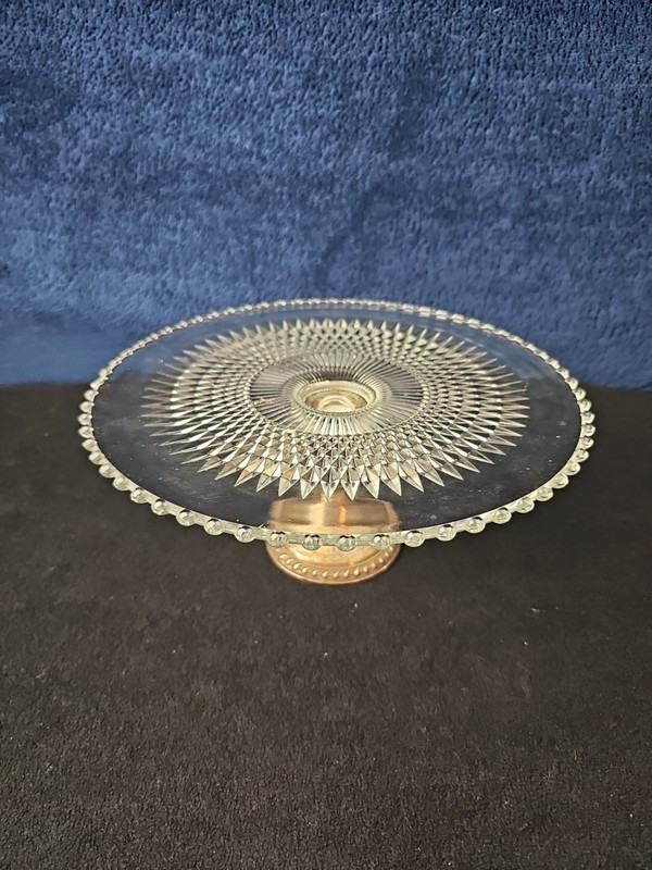 VTG Duchin Creation Sterling Silver Weighted Pedestal Cake Plate Hobnail 10.5″