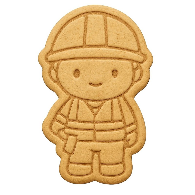 Chibi General Contractor with Safety Vest Cookie Cutter & Stamp, Fondan – 2.6×4″