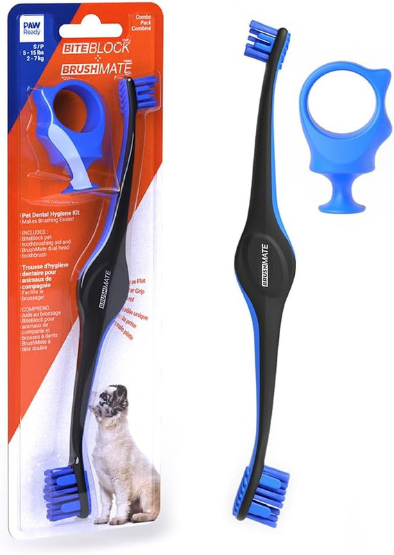 Dog Toothbrush and Bite Block Assistant Combo Pack by Paw Ready for Puppies’ Dog