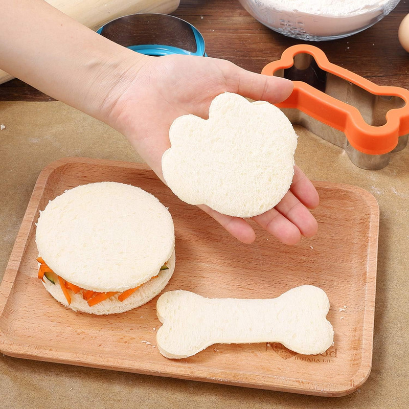 Dog Bone Cookie Cutter Set - 4 Dog Bone 4 Footprint 3 round Biscuit Cutters Sand gallery