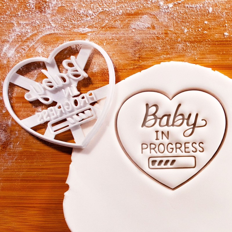 Baby in Progress cookie cutter – pregnancy announcement pregnant gender reveal
