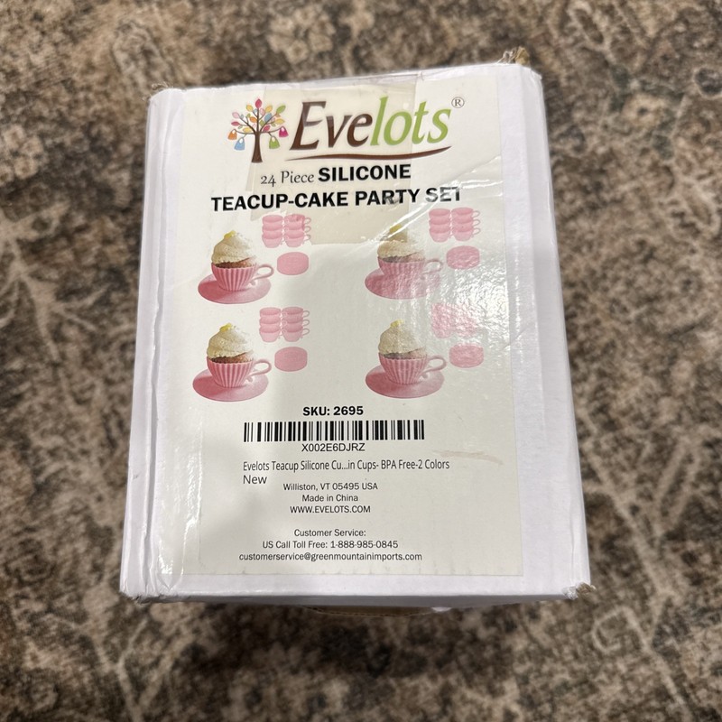 Evelots Baking Cupcake Molds - Silicone Teacup Set - 24 Pc Set - Oven-Safe Pink