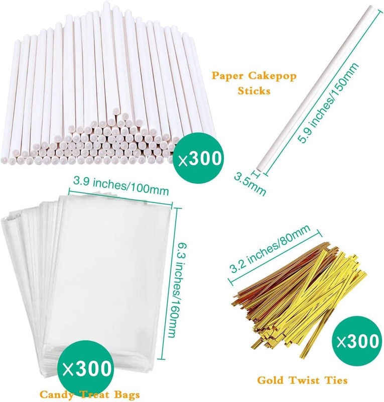 900PCS Cake Pop Sticks and Bags Set, Food-Grade Paper for Lollipop Treats gallery
