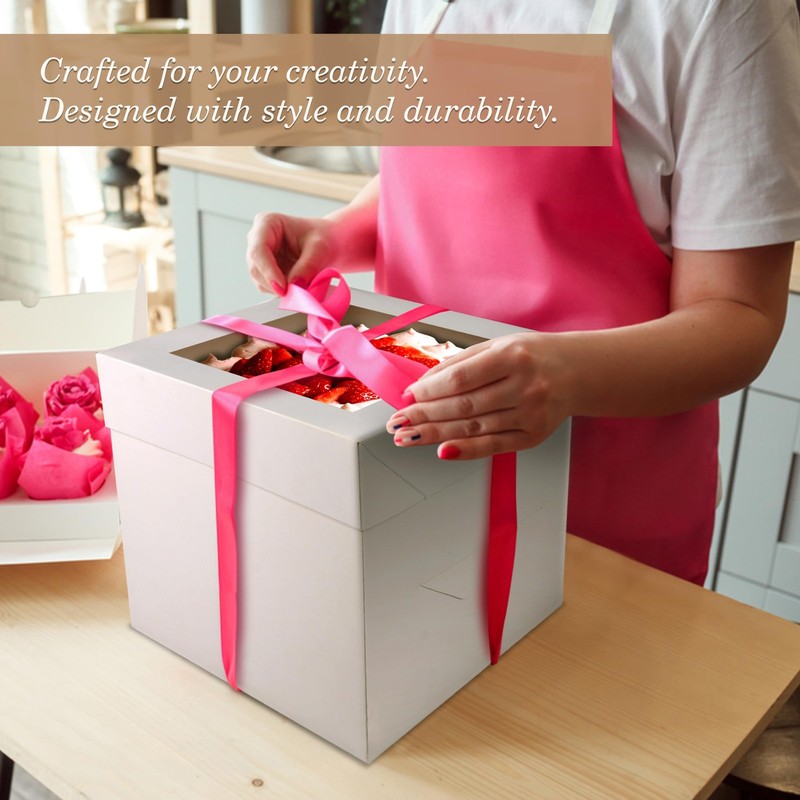 12 Pack 10x10x10 Inch Cake Boxes Window For Birthdays Weddings Parties gallery