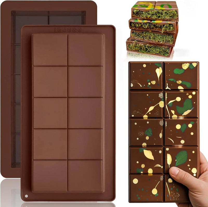 Chocolate Bar Molds Silicone Large Stuffed Dubai Pistachio Deep Bar Moulds 2Pcs gallery
