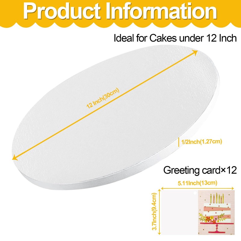 12 Pcs Cake Drums 12 Inch, 1/2 in Thick Cardboard Cake Boards 12 Inch Round, ... gallery
