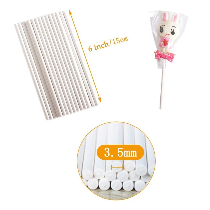 200 Count White Lollipop Sticks,6-Inch Paper Sticks Sucker 200 Pcs, gallery