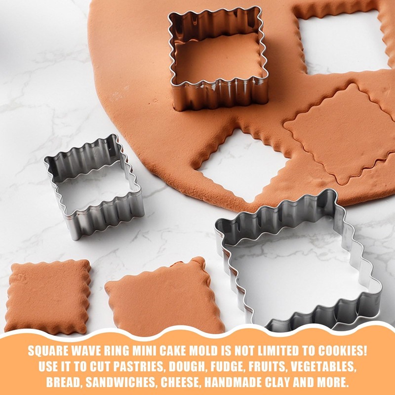 Stainless Steel Cookie Cutter Set, 6PCS Zigzag Rectangle Square Sandwiches Cu... gallery