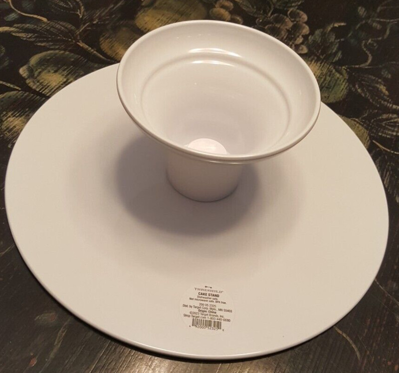 Threshold Marble Look 12" Cake Stand Melamine 4" Tall 12” Across [2 Piece Set] gallery