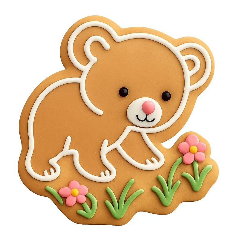 Curious Bear in Meadow Cookie Cutter & Stamp - 4x3.5 Fun Kitchen Baking gallery