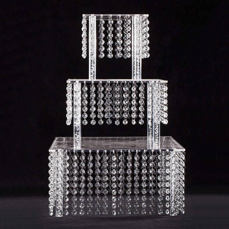 3 Pieces Cake Stands Tabletop Clear Cake Stand for Display and Decoration gallery
