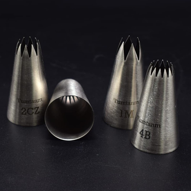 Large Piping Nozzles 4 PCS #2CZ #D66 #4B #1M Stainless Steel Seamless Icing gallery