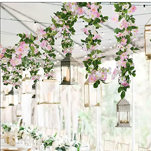 CISDUEO Artificial Cherry Blossom Flower Vine Hanging Cherry Blossom Pink gallery