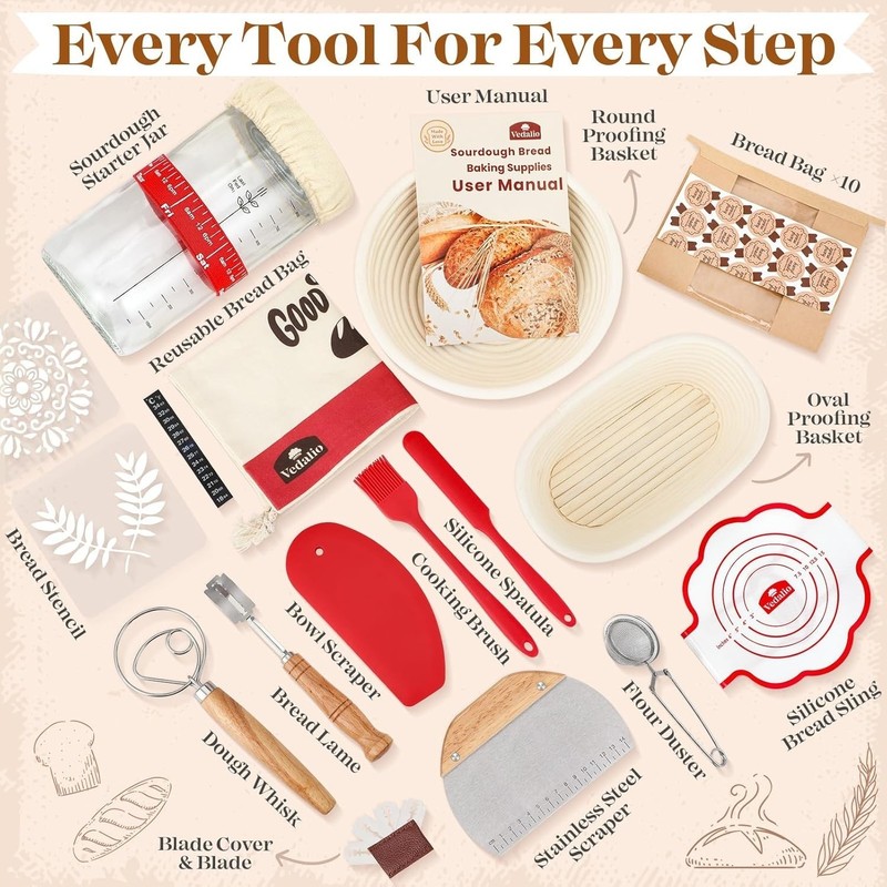 Sourdough Complete Starter Kit - Bread Making and Sourdough Starter Kit 25Pieces gallery