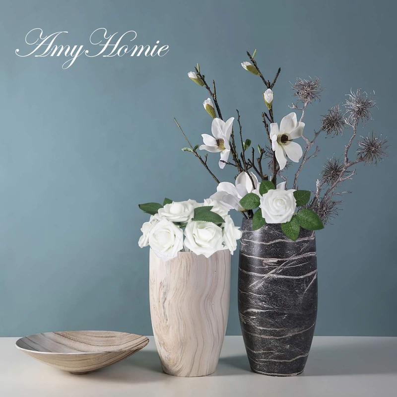 AmyHomie 25x Artificial White Roses w/Stem, Real Look Fake Flowers Wedding Decor gallery